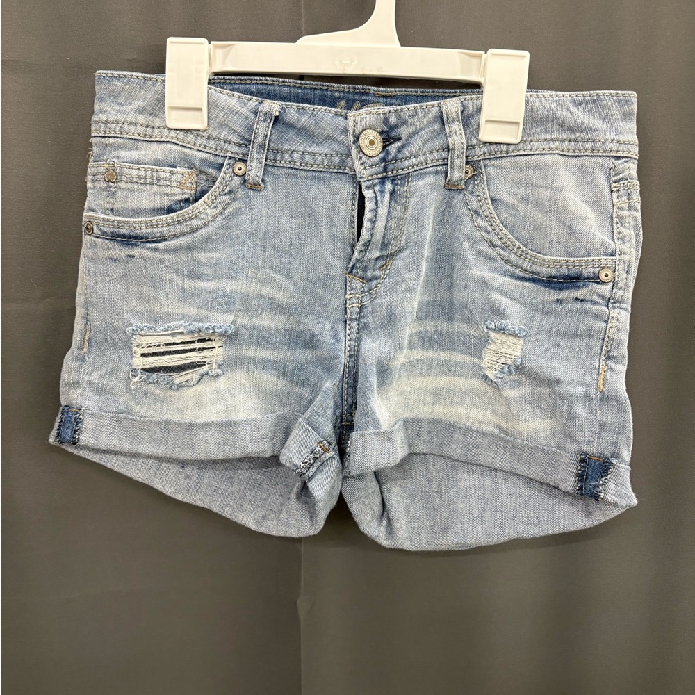 Wallflower Light Blue Ripped Jean Shorts